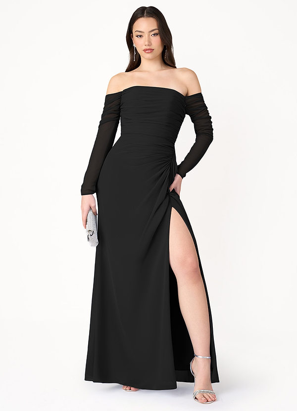 Veronica Black Long Sleeve Maxi Dress image1
