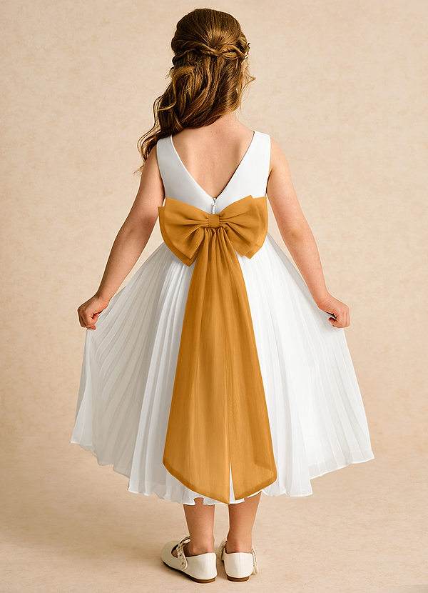 Azazie Margot Abiti da Ragazza di Fiori Abito A-Line in Chiffon Plissettato Avorio Caramello image1