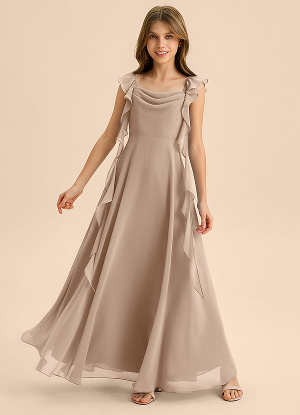 Azazie Carmin Junior Klä av A-Line i Chiffong Rynkad image1