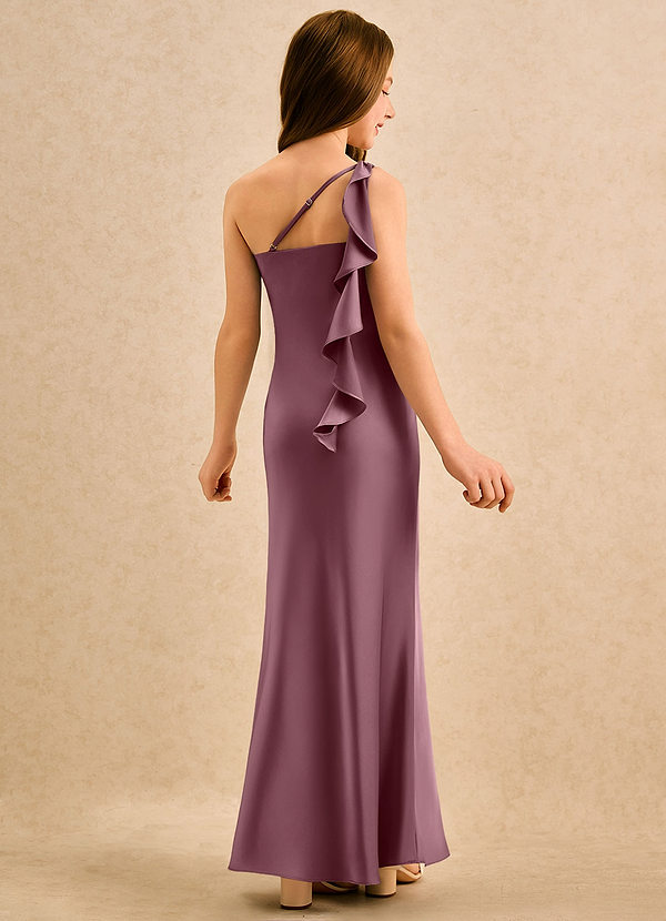 Azazie Almond Girls Formal Bloemenmeisjesjurken Kokerjurk Jurk van Stretch Satijn One-shoulder Amethist image1