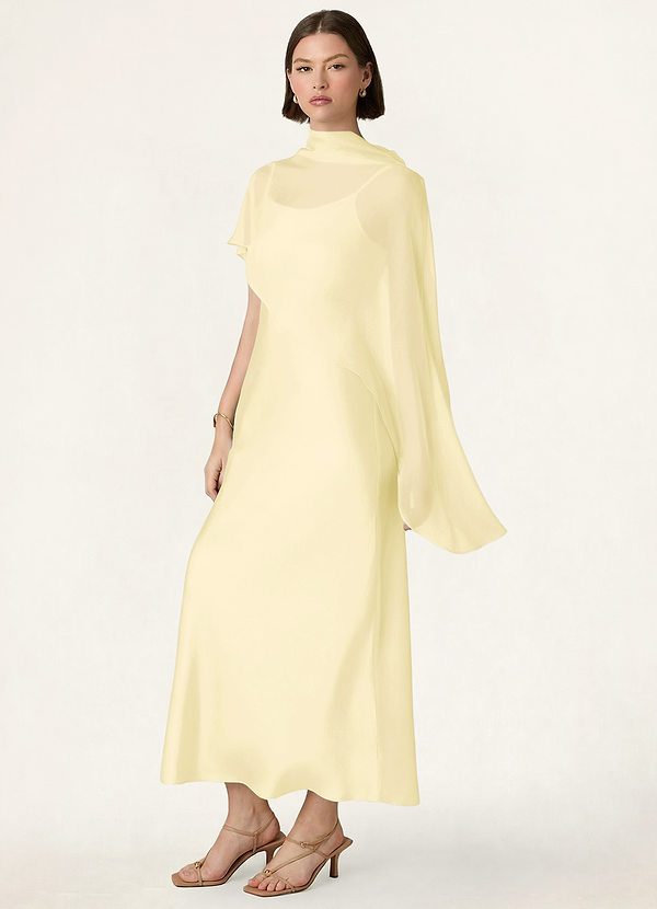 front Azazie Matching Color Chiffon Bias Cut Cape