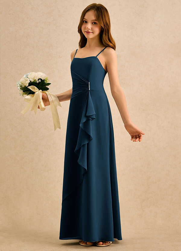 Azazie lolly Girls Formal Flower Girl Dresses Dark Navy A-Line Pleated Chiffon Dress image1