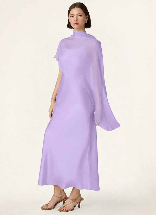 front Azazie Matching Color Chiffon Bias Cut Cape