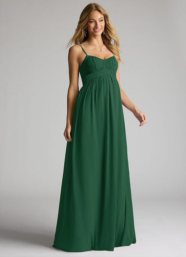 Azazie Llana Maternity Bridesmaid Dresses A-Line Chiffon Floor-Length Dress image1