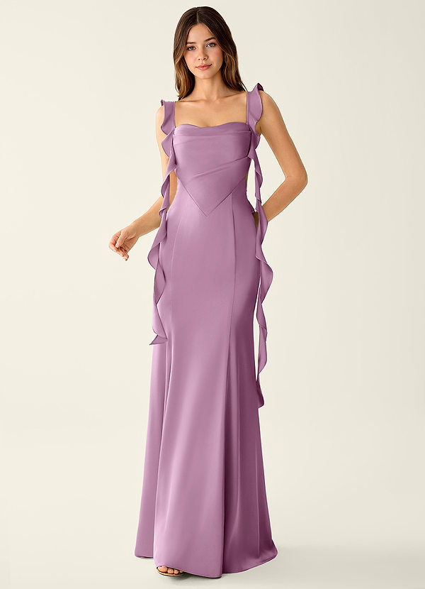 Alessia Belle Glicynia Satynowa sukienka balowa z koronką na plecach image1