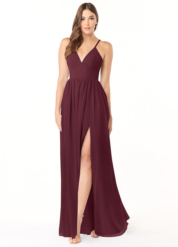 Azazie Aaida Bridesmaid Dresses Cabernet A-Line Corset Chiffon Dress image1