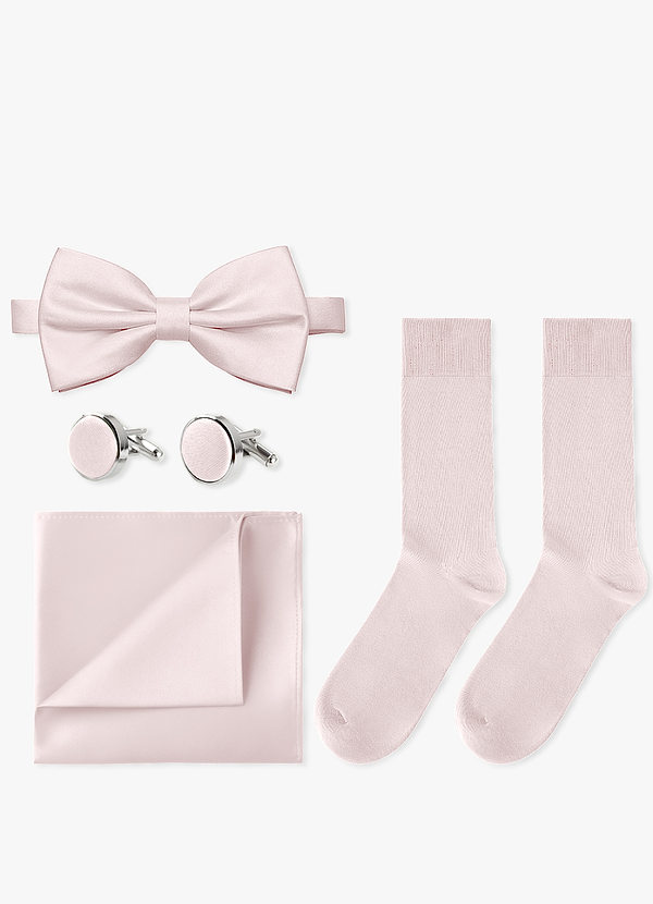 front Matching Bow Tie & Pocket Square & Cuff Links & Socks Set