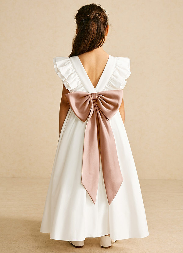 Azazie Aero Flower Girl Dresses Ivory Champagne Rose A-Line Pleated Cotton Dress image1