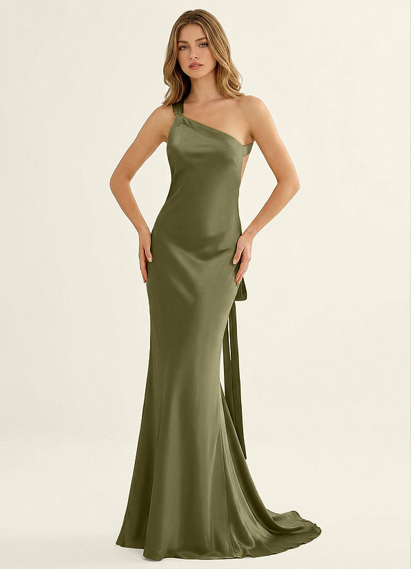 Persephone Agave Vert Robe de vacances en satin dos nu image1