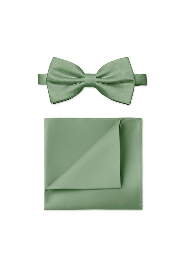 front Matte Satin Bow Tie and Pocket Square Set