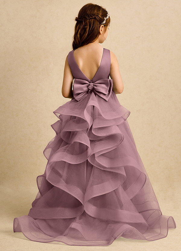 Azazie Lior Flower Girl Dresses Vintage Mauve Ball-Gown Pleated Tulle Dress image1