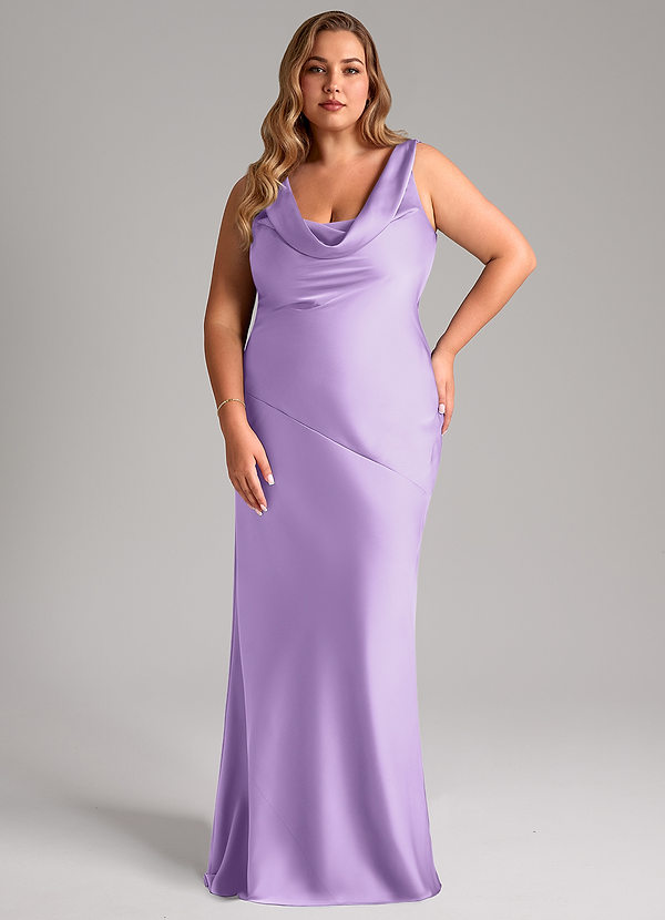Azazie Rylina Bridesmaid Dresses Lilac Mermaid Stretch Satin Dress image1