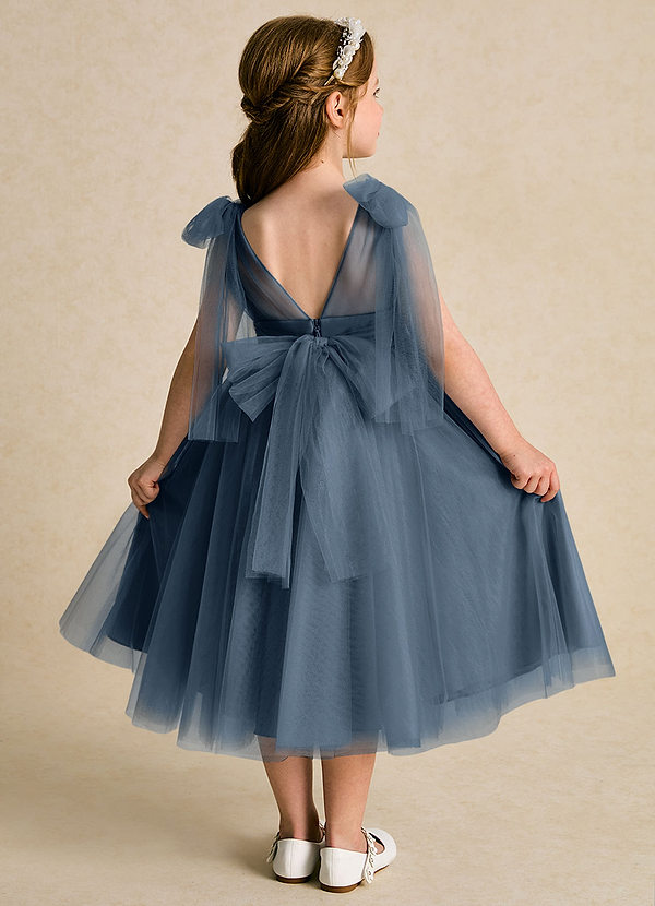 Azazie Dori Robes de Fillette d'Honneur Robe Trapèze en Tulle Rayé Neptune image1