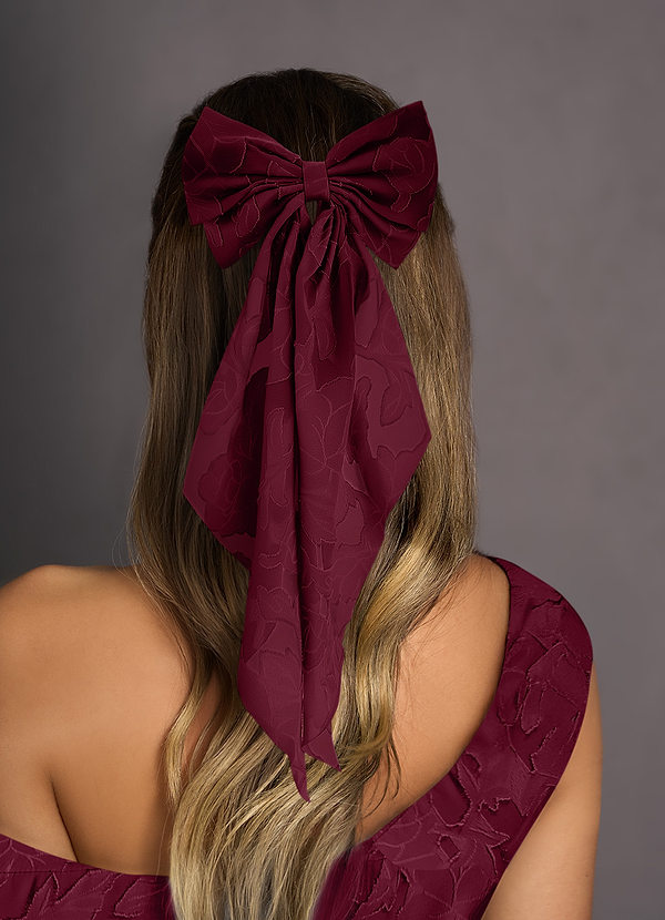 front Matching Color Floral Burnout Bow Hair Clip