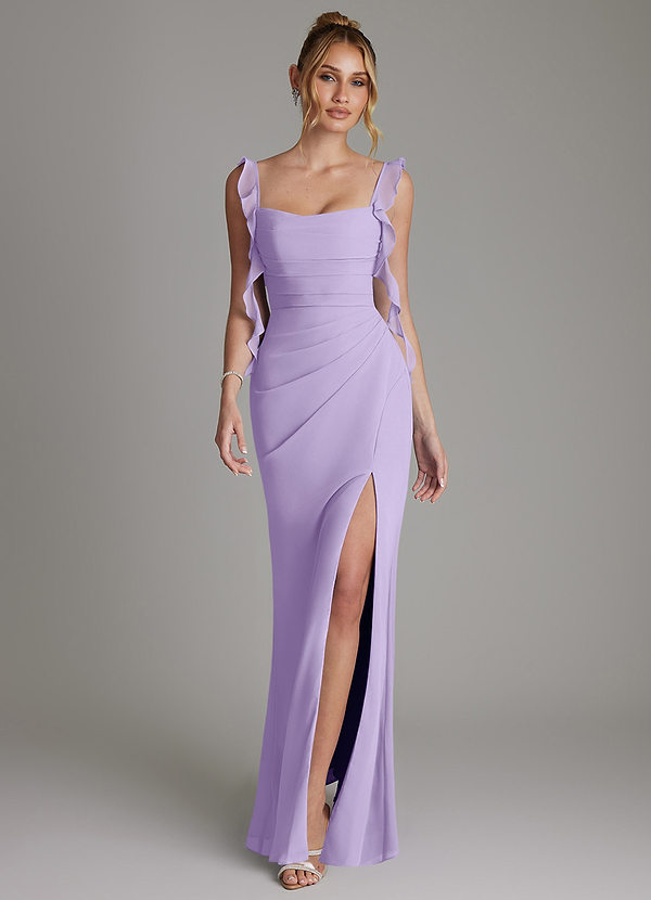 Azazie Jessamine Bridesmaid Dresses Lilac Mermaid Corset Chiffon Dress image1