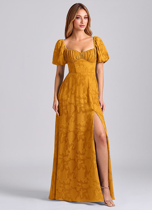 Azazie Mirian Suknie dla druhen Linia A Dekolt w kształcie serca Kwiatowe wypalenie Do ziemi Sukienka image1