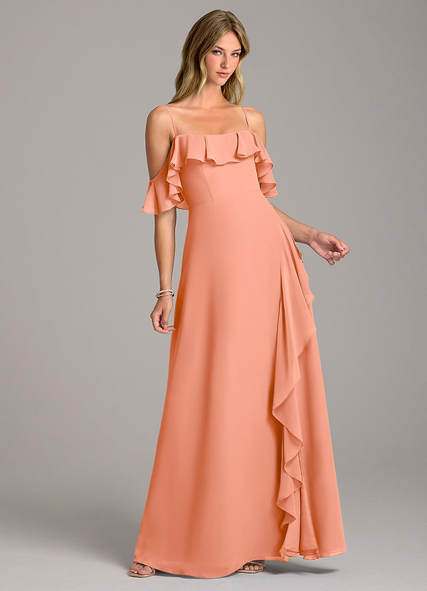 Azazie Aubrie Brudtärneklänningar Klänning av A-Linje i Chiffong Av axeln Solnedgång image1