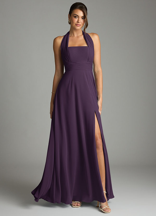 Azazie Tamira Suknie dla druhen Linia A Pofałdowany Szyfon Do ziemi Sukienka image1