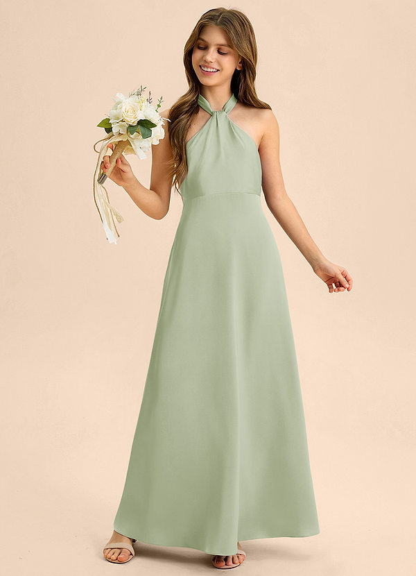 Azazie Beah Junior Klä av A-Line i Stretch Satin Plisserad image1