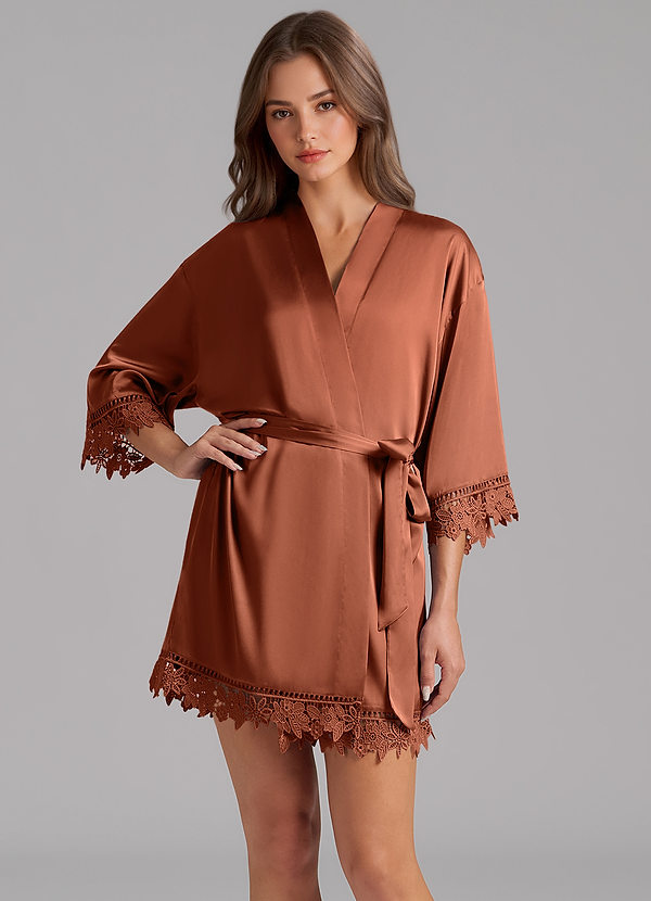 Matching Color Satin Lace Robe front