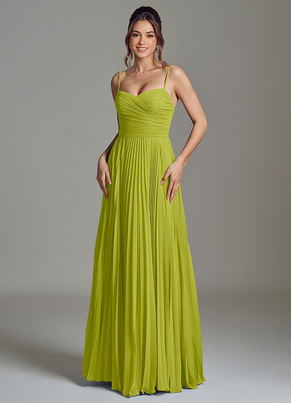 Azazie Catie Abiti da Damigella Abito A-Line in Chiffon Scollo a Cuore Citronella image1