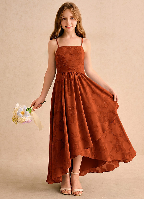 Azazie Twilight Girls Formal Sukienki dla Dziewczynki Sypiącej Kwiaty Litera A Plisowana Kwiatowe wypalenie Asymetryczny Sukienka image1