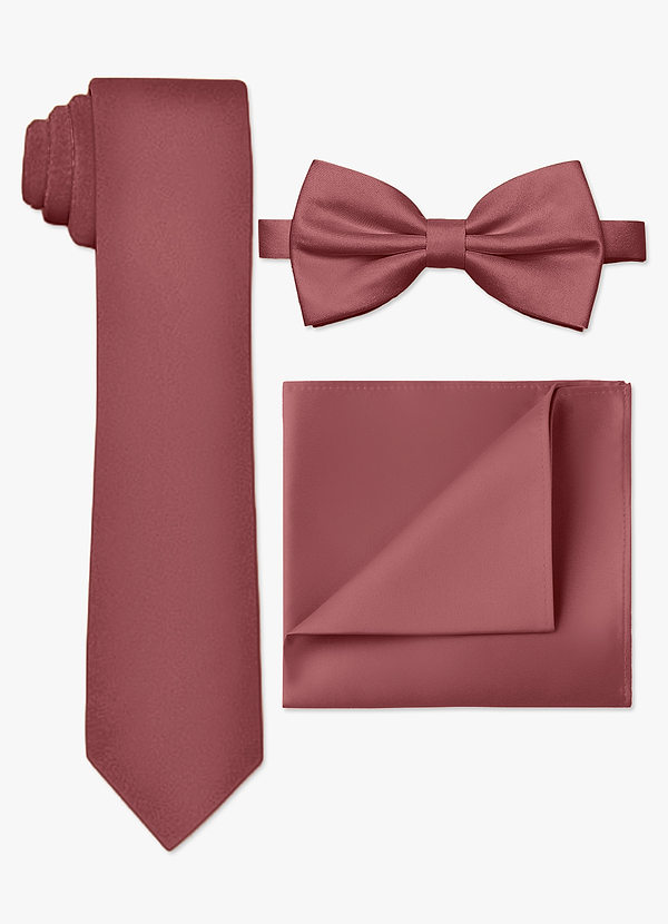 front Set van matte satijnen skinny stropdas, vlinderdas en pochet