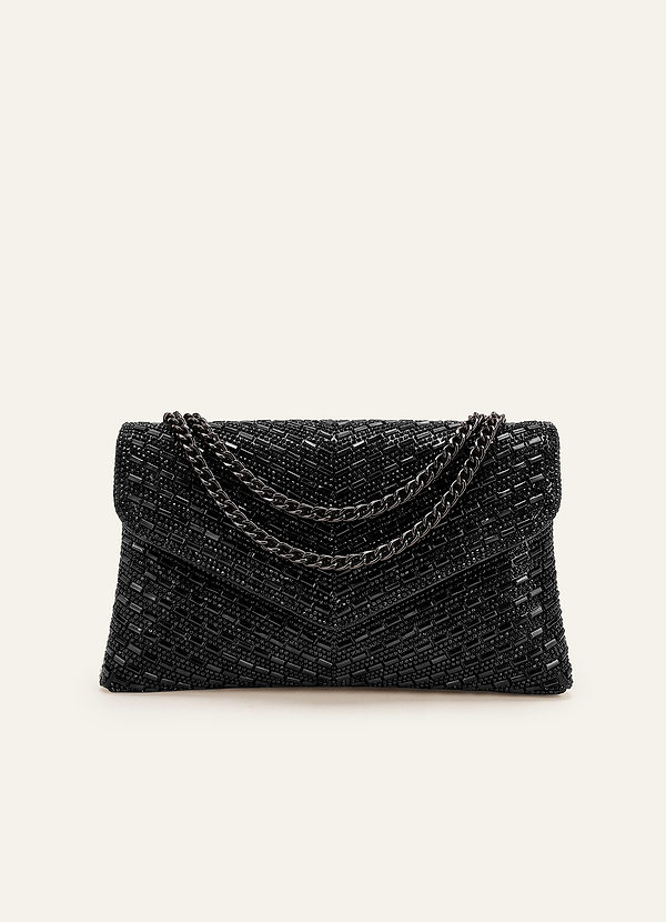 front Rhinestone Sequin Embellished Envelope Shoulder Bag