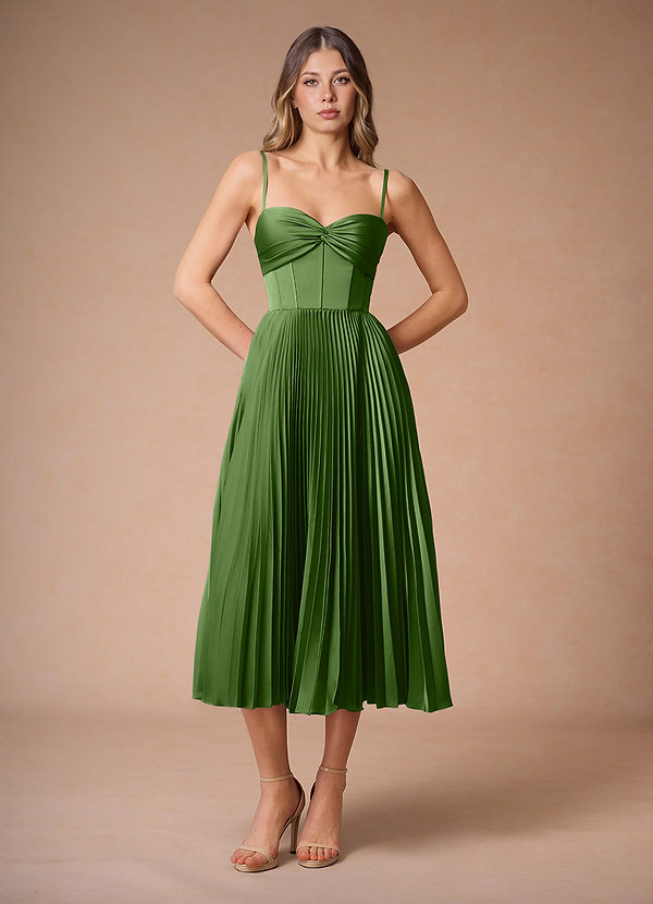 Léna Herb Green Pleated Midi Dress image1