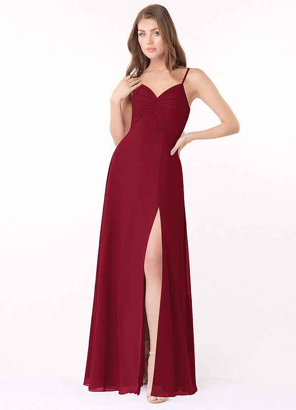 Azazie Dani Bridesmaid Dresses A-Line Pleated Chiffon Floor-Length Dress image1