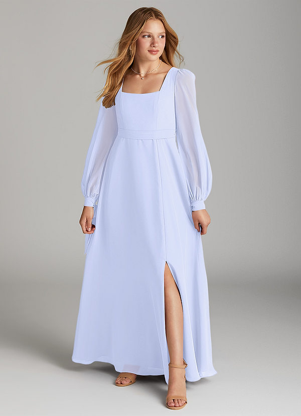 Azazie Leonia Junior Lavender A-Line with Pockets Chiffon Dress image1