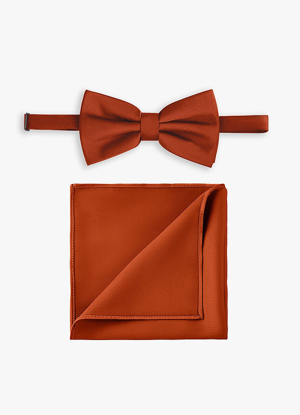 front Stretch Satin Bow Tie and Pocket Square Set