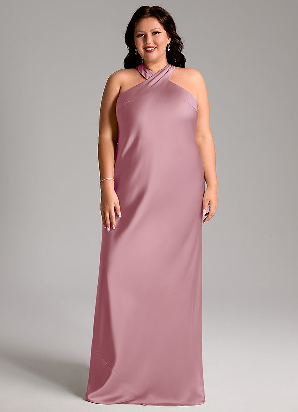 Azazie Doretta Bridesmaid Dresses Vintage Mauve Mermaid Pleated Stretch Satin Dress image1