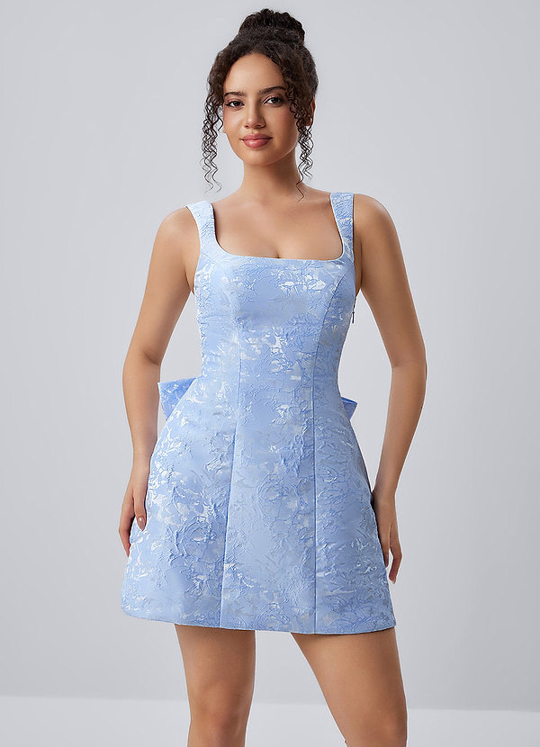 Thalassiana Bleu Ciel Robe mini trapèze à nœuds jacquard et débardeur image1