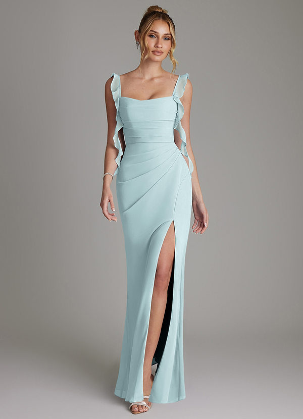 Azazie Jessamine Bridesmaid Dresses Mist Mermaid Corset Chiffon Dress image1