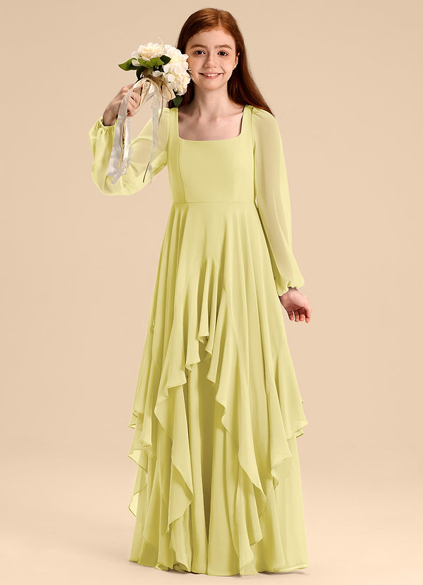 Azazie Clara Junior Abito A-Line in Chiffon Blusa Sorbetto Al Limone image1