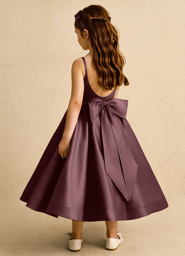 Azazie Babs Blumenkinder Kleider Ballkleid Plissee Matte Satin Kleid Sangria image1