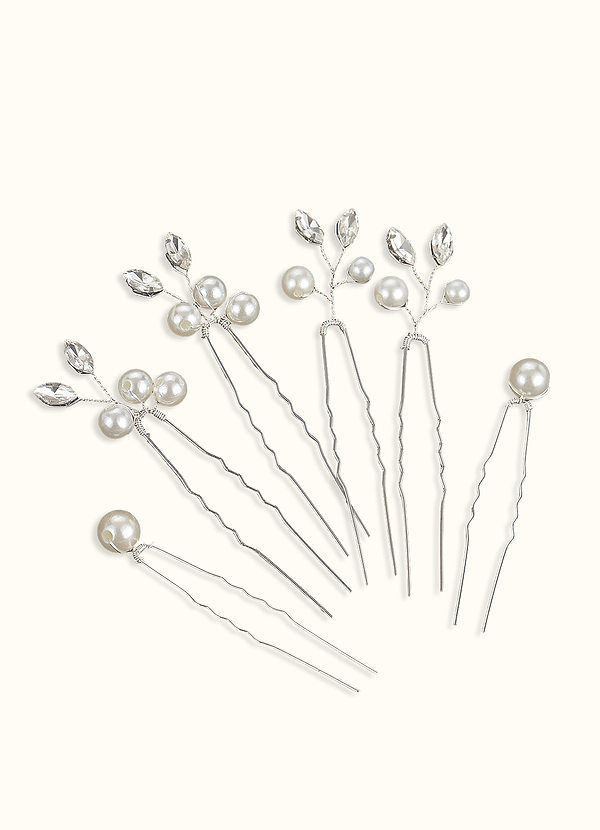 front Pearl Rhinestone Embellished Hair pins