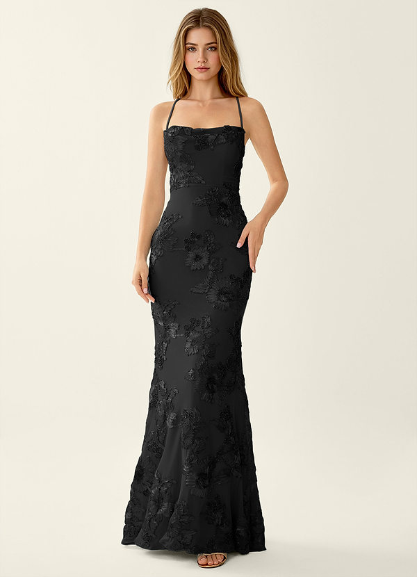 Kailani Black 3D Flowers Corset Mermaid Lace Up Back Prom Dress image1