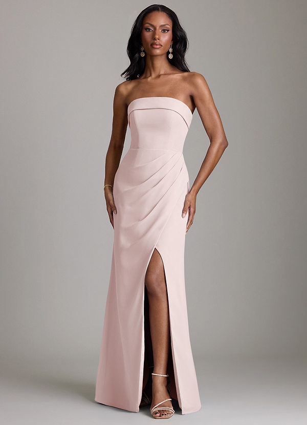 Azazie Aretha Brudepigekjoler En streg Stropløs Chiffon Gulv-længde Kjole image1