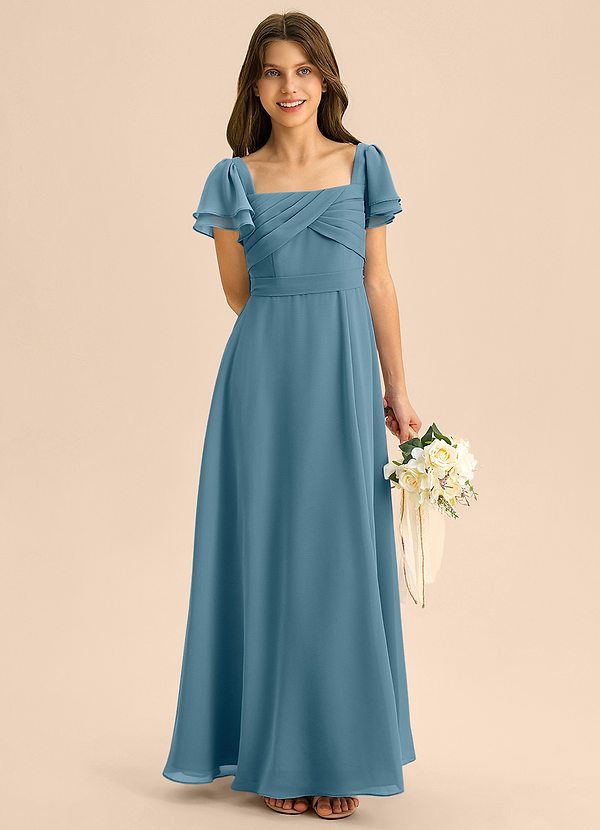 Azazie Azey Junior Bermuda A-Line Ruched Chiffon Dress image1