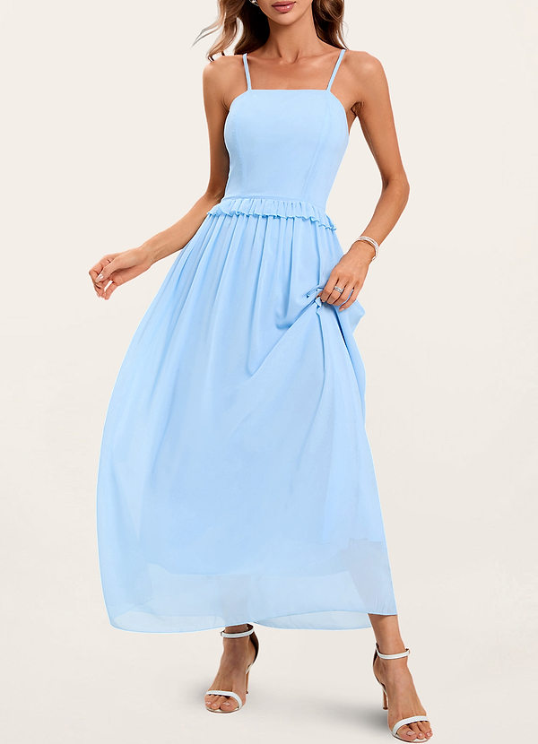 back Sweet Stunner Light Blue Maxi Dress