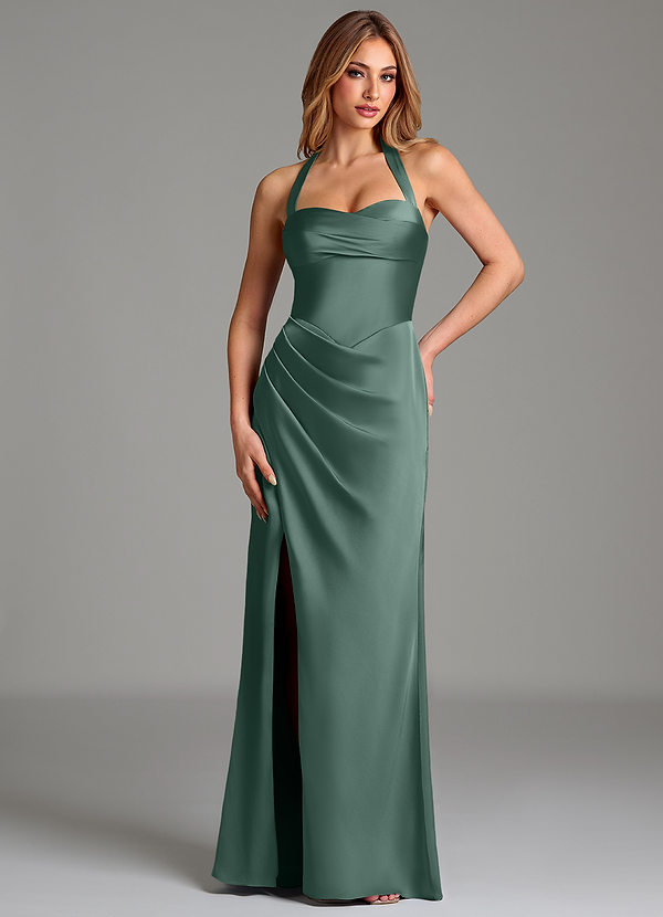 Azazie Serenity Bridesmaid Dresses Eucalyptus Mermaid Sweetheart Neckline Stretch Satin Dress image1