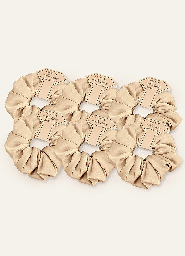front Matching Color Six-Piece Bridesmaid Stretch Satin Over Size Scrunchie Set