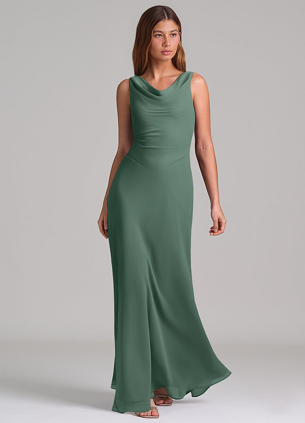 Azazie Nerine Brudtärneklänningar Klä av A-Linje i Chiffong Plisserad Havsmossa image1