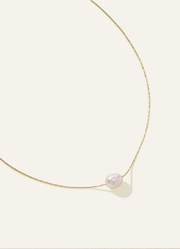 front Pearl Solitaire Necklace