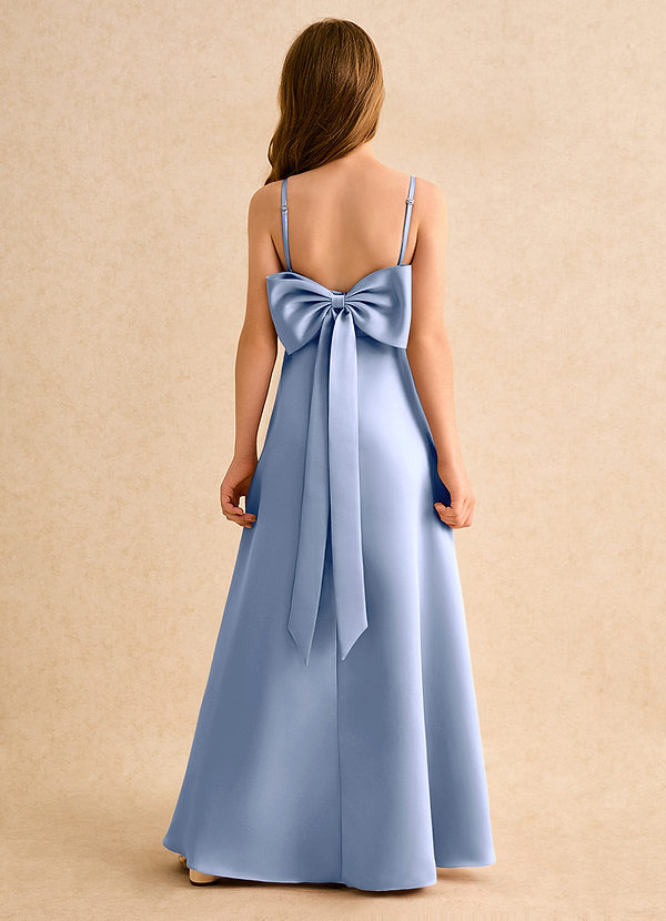 Azazie Joella Girls Formal Flower Girl Dresses Ice A-Line Pleated Matte Satin Dress image1