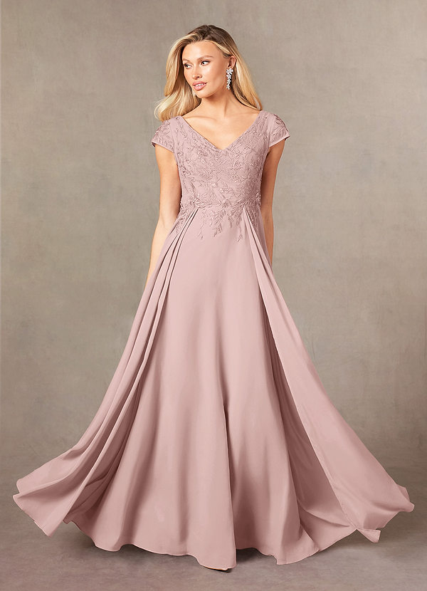Azazie Rosemarie Vestidos de Madre de la Novia Vestido de Rosa Polvorienta de Encaje de Corte En A image1