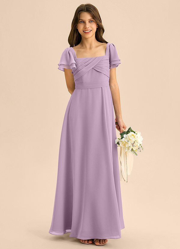 Azazie Azey Junior Wisteria A-Line Ruched Chiffon Dress image1