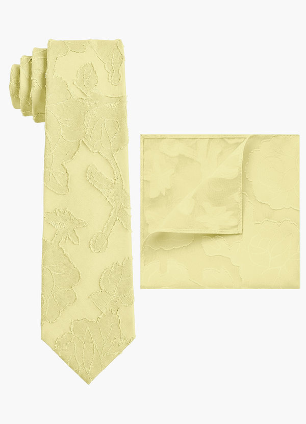 front Floral Burnout Wide Tie and Pocket Square Set